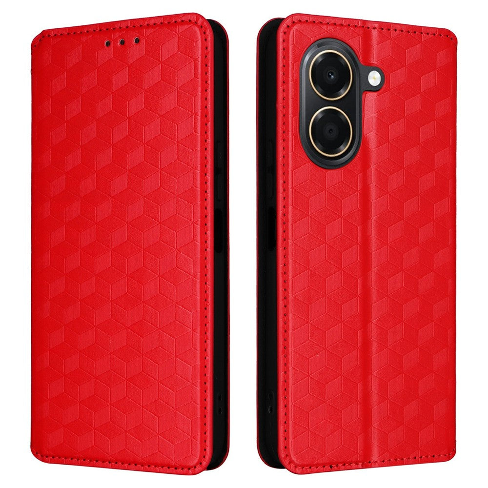 Honor X7e 4G / Play 80 Plus 5G Etui Pung Rombepræget PU Læder Telefoncover