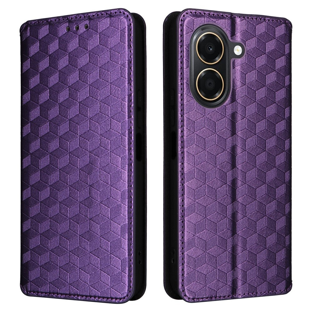 Honor X7e 4G / Play 80 Plus 5G Etui Pung Rombepræget PU Læder Telefoncover