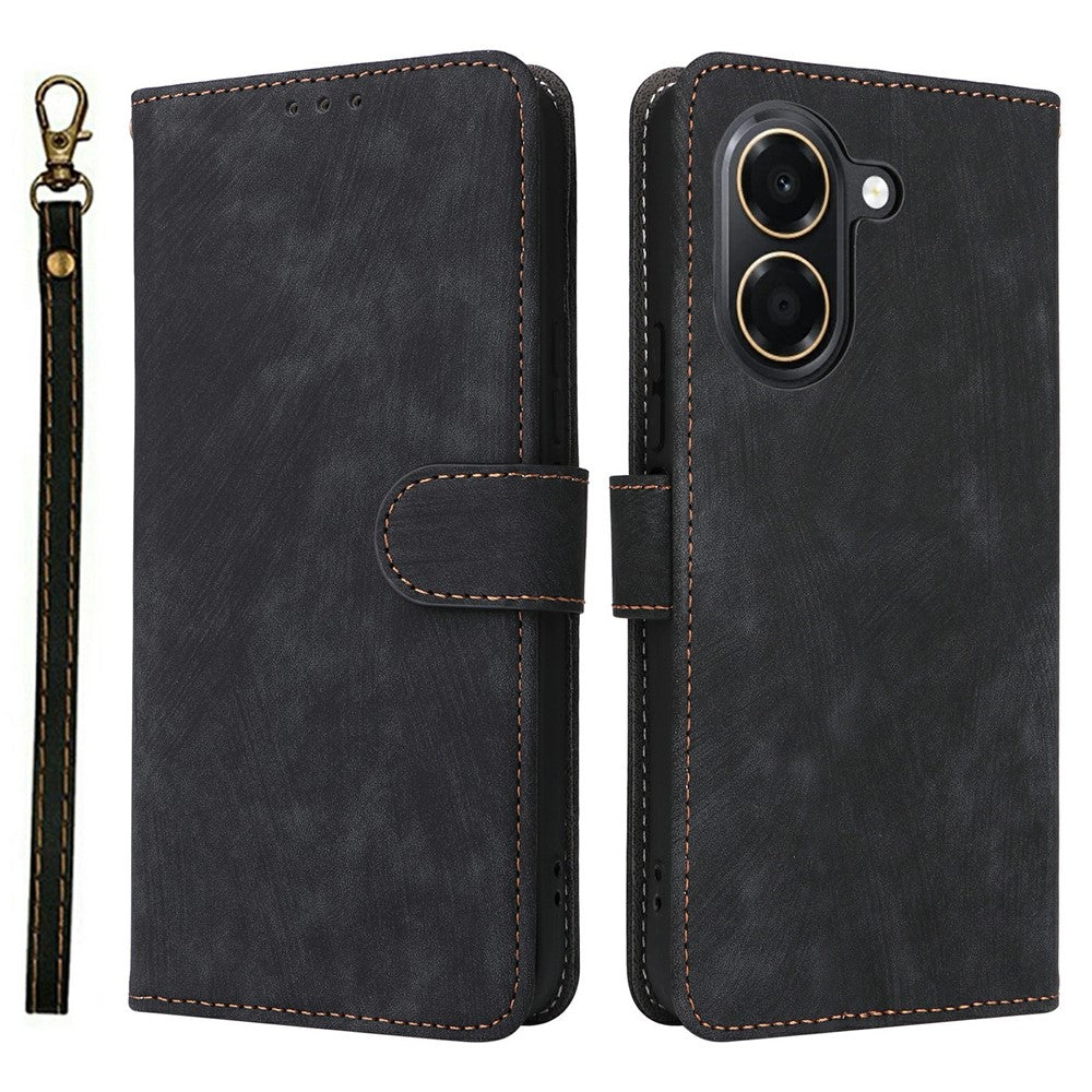 For Honor X7e 4G / Play 80 Plus 5G Wallet Case RFID Blocking PU Leather Phone Cover Stand with Strap