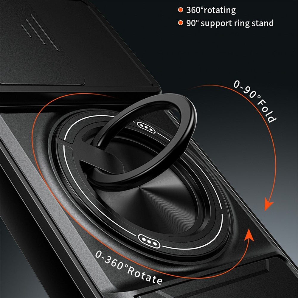 For Oppo Reno16 F 5G  /  Reno16 FS 5G Magnetic Case Ring Holder Foldable Kickstand TPU PC Phone Cover with Camera Lens Slider