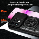 For Oppo Reno16 F 5G  /  Reno16 FS 5G Magnetic Case Ring Holder Foldable Kickstand TPU PC Phone Cover with Camera Lens Slider