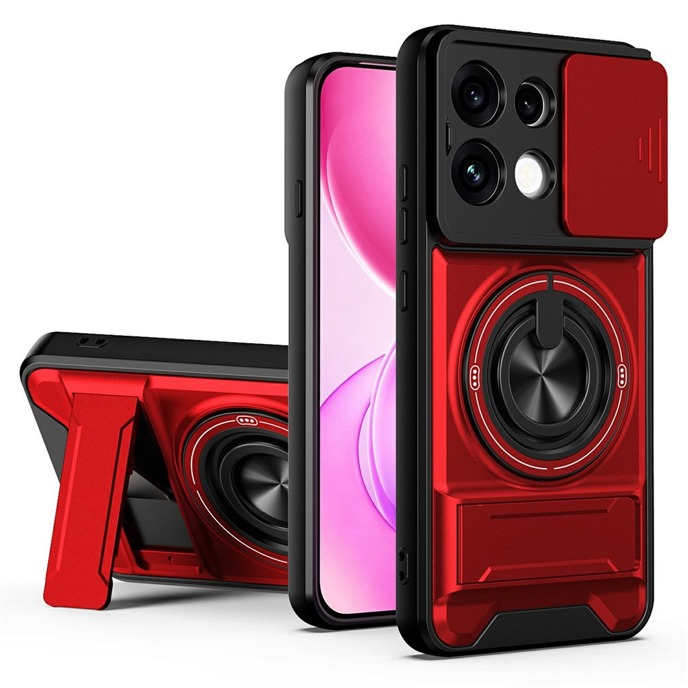 For Oppo Reno16 F 5G  /  Reno16 FS 5G Magnetic Case Ring Holder Foldable Kickstand TPU PC Phone Cover with Camera Lens Slider