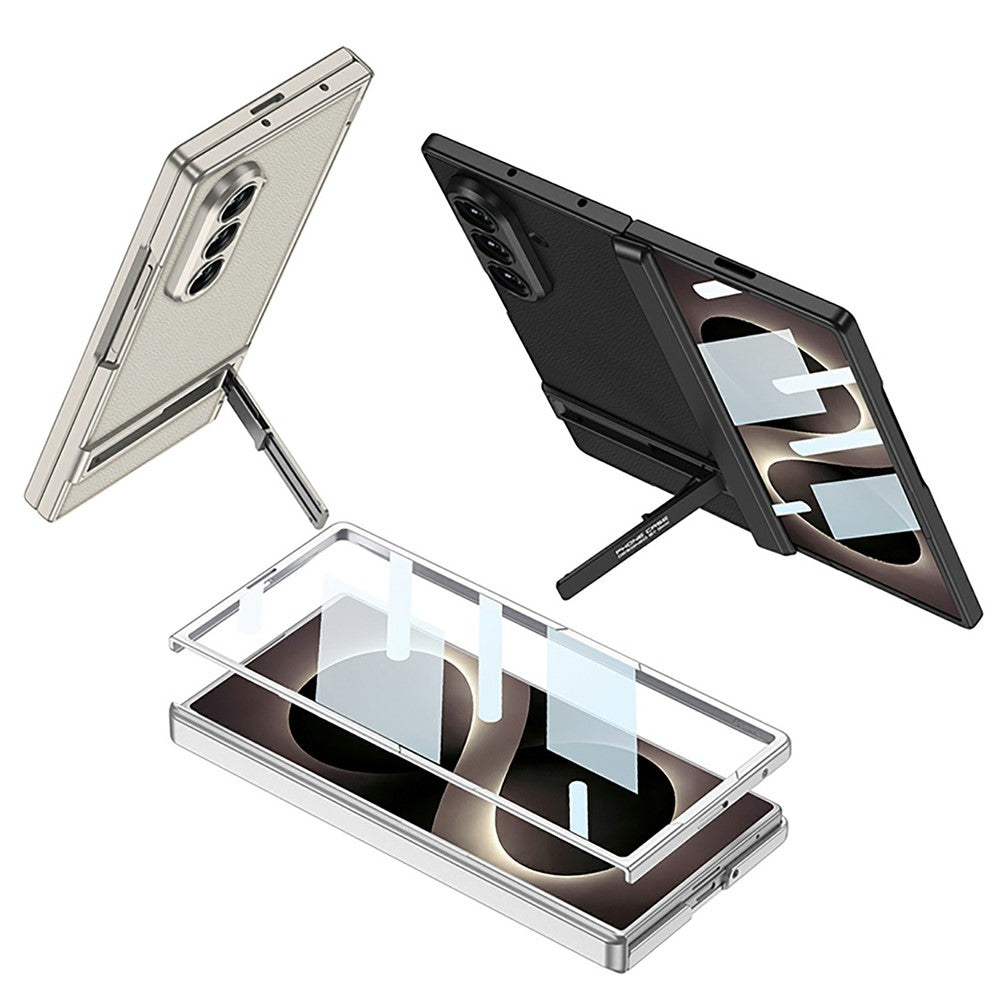 GKK til Samsung Galaxy Z Fold8 Ultra Etui Støttefod PU-læder + PC Telefoncover med hærdet glasfilm