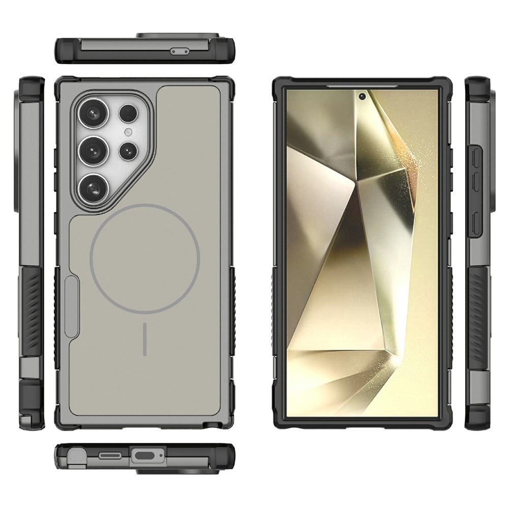 For Samsung Galaxy S24 Ultra Magnetic Case Shockproof Airbag PC+TPU Phone Cover