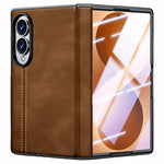Til Samsung Galaxy Z Fold8 cover hængselbeskyttelse læder + PC telefoncover med HD klar hærdet glasfilm