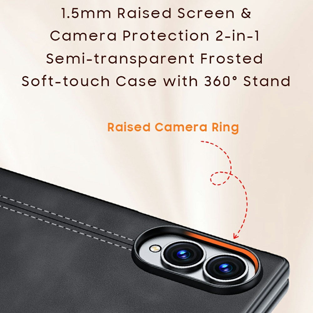 Til Samsung Galaxy Z Fold8 cover hængselbeskyttelse læder + PC telefoncover med HD klar hærdet glasfilm