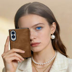 Til Samsung Galaxy Z Fold8 cover hængselbeskyttelse læder + PC telefoncover med HD klar hærdet glasfilm