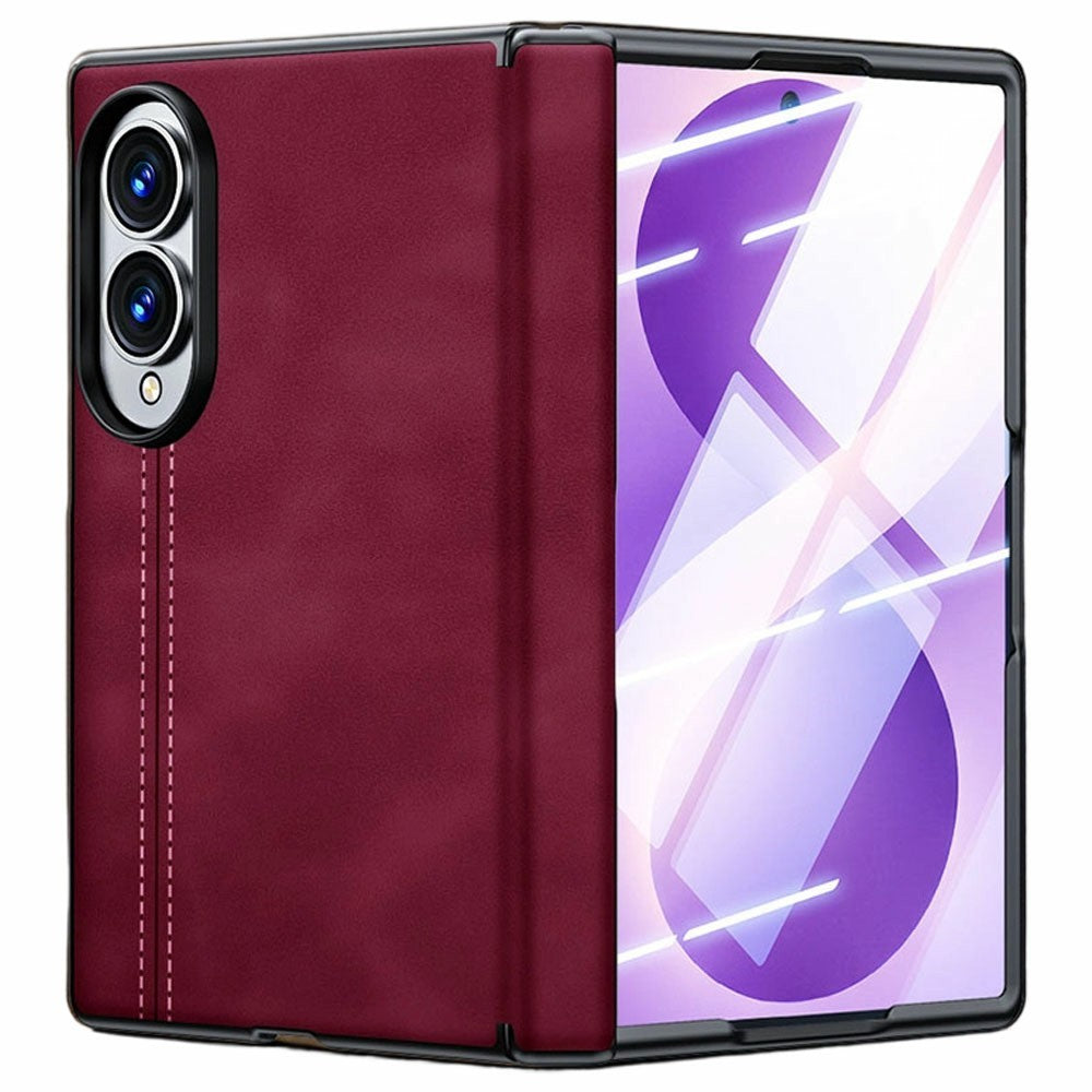 Til Samsung Galaxy Z Fold8 cover hængselbeskyttelse læder + PC telefoncover med HD klar hærdet glasfilm