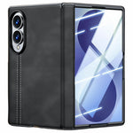 Til Samsung Galaxy Z Fold8 cover hængselbeskyttelse læder + PC telefoncover med HD klar hærdet glasfilm