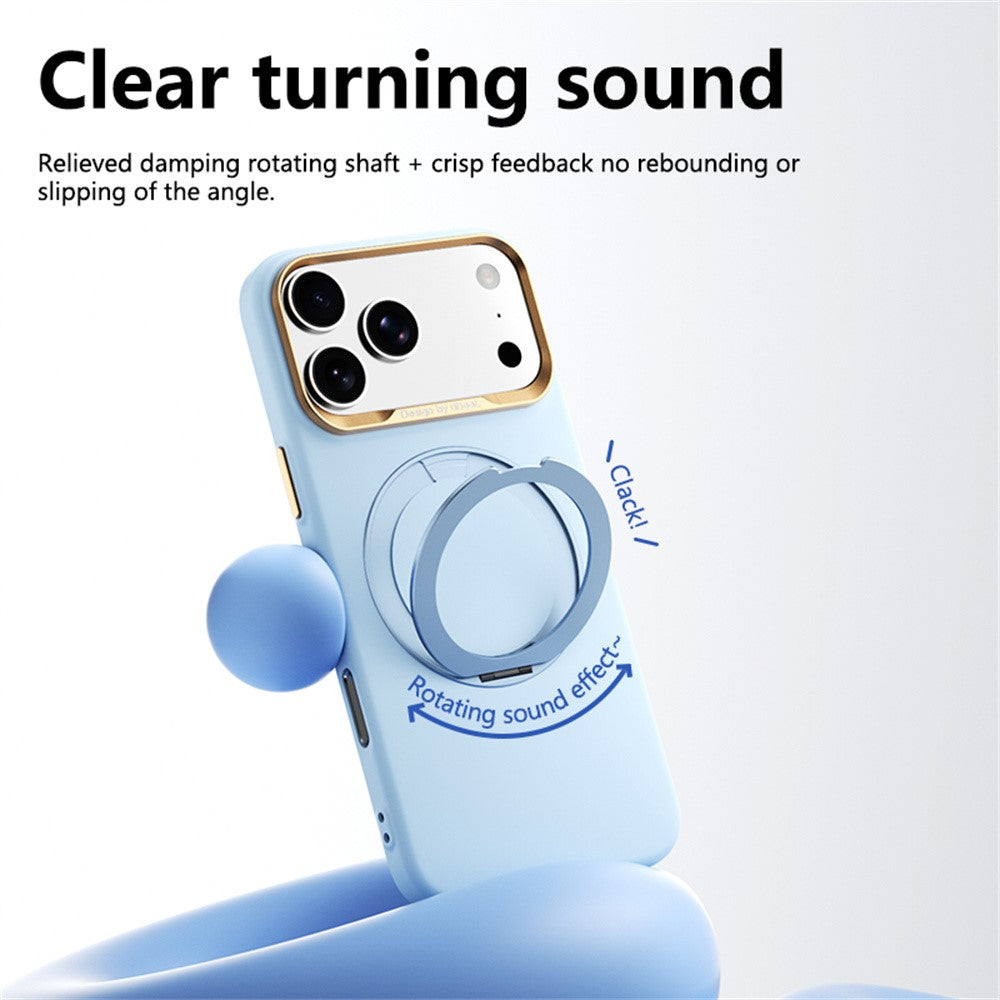ABEEL For iPhone 17 Pro Max  /  18 Pro Max Magnetic Case Ring Kickstand Liquid Silicone Feel PC Phone Cover
