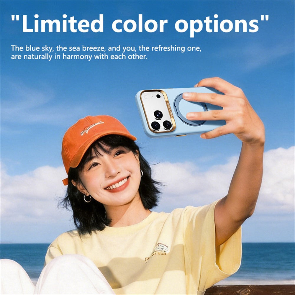 ABEEL For iPhone 17 Pro Max  /  18 Pro Max Magnetic Case Ring Kickstand Liquid Silicone Feel PC Phone Cover