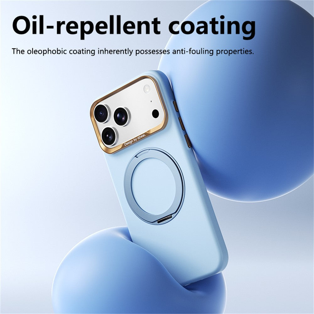 ABEEL For iPhone 17 Pro Max  /  18 Pro Max Magnetic Case Ring Kickstand Liquid Silicone Feel PC Phone Cover