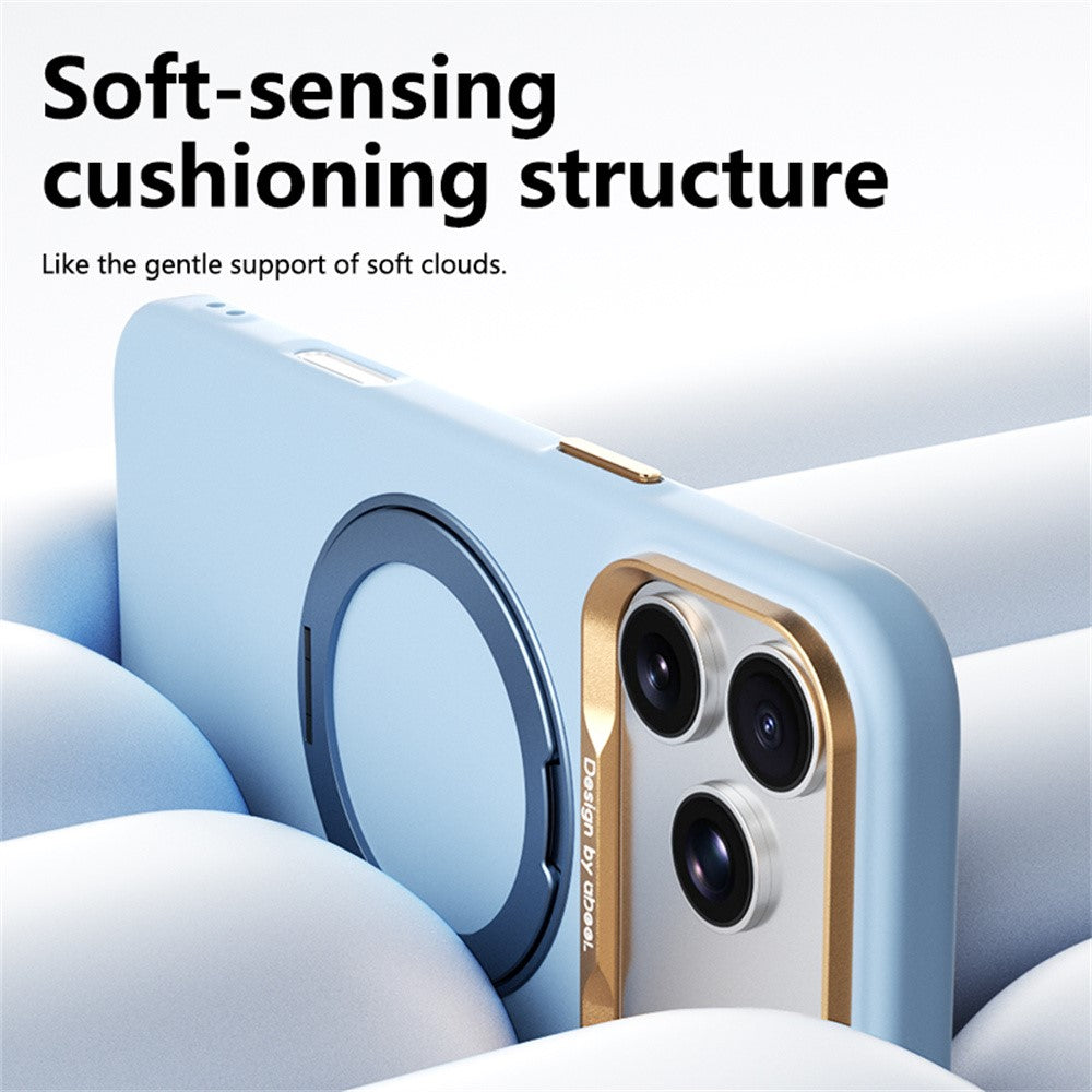 ABEEL For iPhone 17 Pro Max  /  18 Pro Max Magnetic Case Ring Kickstand Liquid Silicone Feel PC Phone Cover