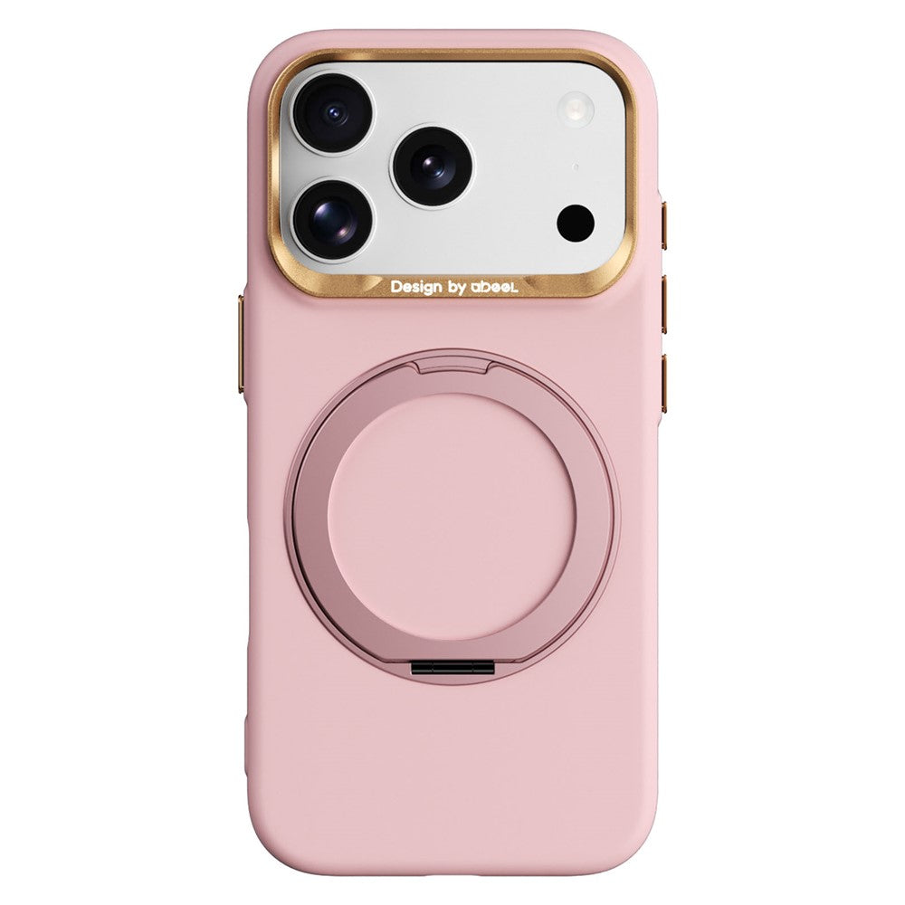 ABEEL For iPhone 17 Pro Max  /  18 Pro Max Magnetic Case Ring Kickstand Liquid Silicone Feel PC Phone Cover