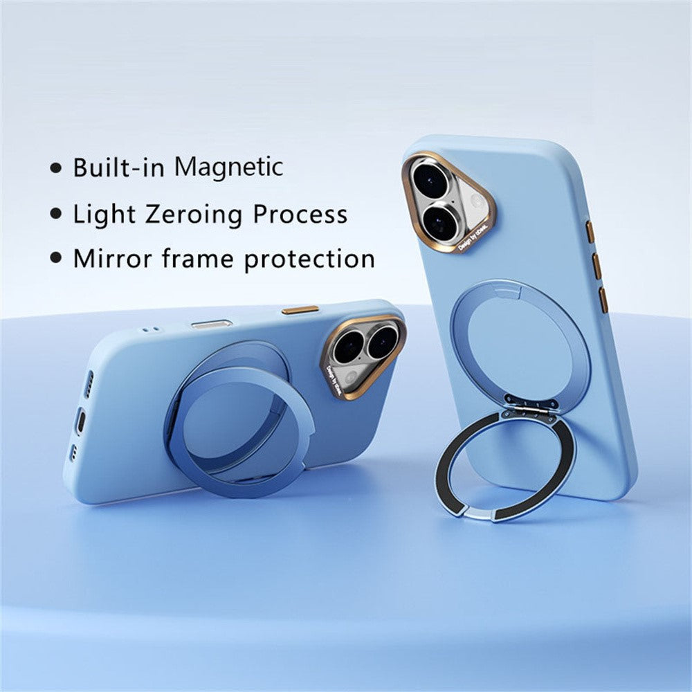 ABEEL For iPhone 17  /  18 Magnetic Case Ring Kickstand Liquid Silicone Feel PC Phone Cover