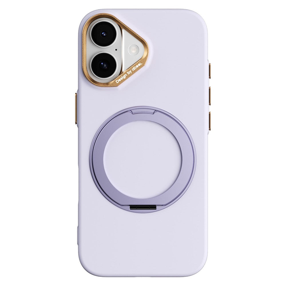 ABEEL For iPhone 16 Magnetic Case Ring Kickstand Liquid Silicone Feel PC Phone Cover
