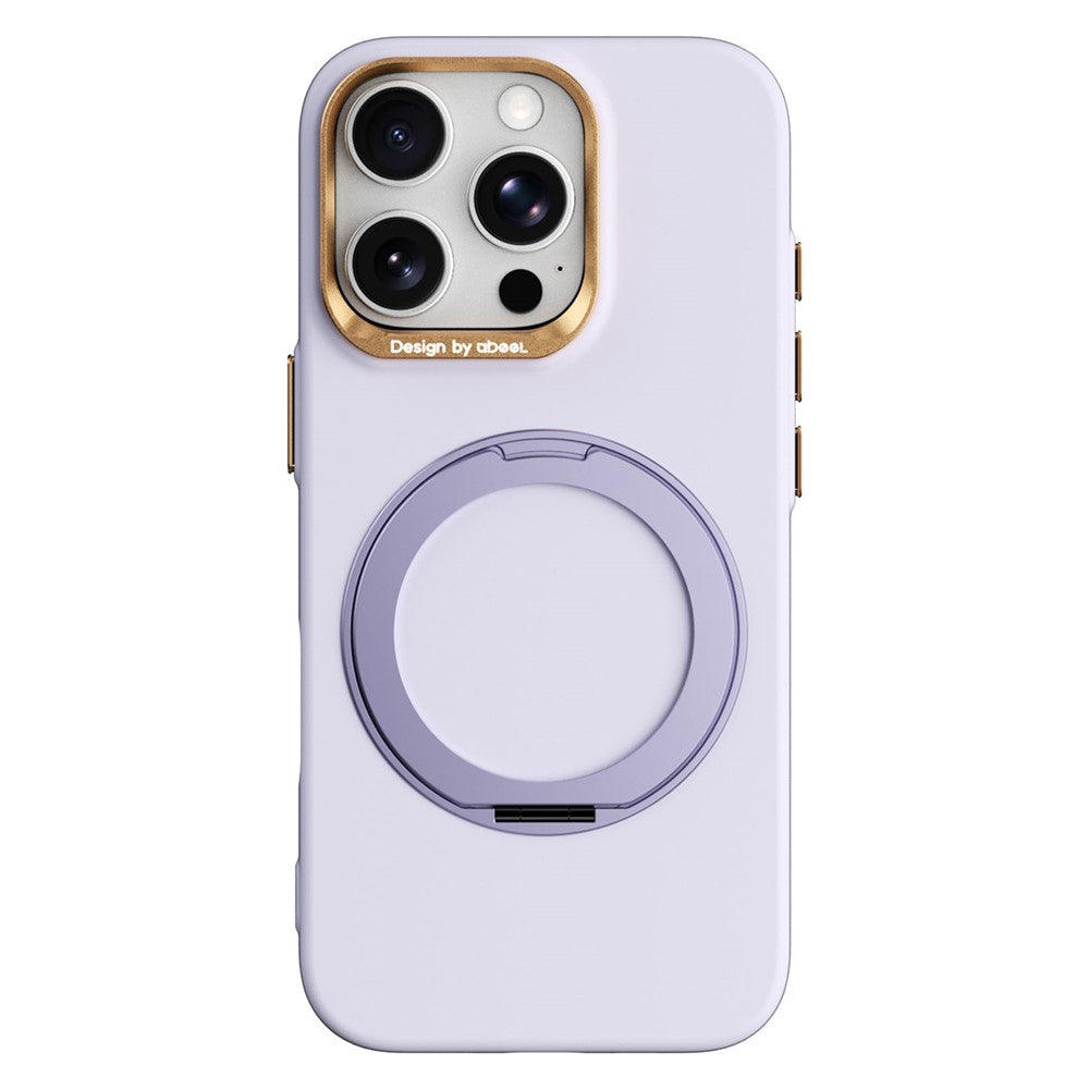ABEEL For iPhone 16 Pro Magnetic Case Ring Kickstand Liquid Silicone Feel PC Phone Cover