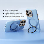 ABEEL For iPhone 16 Pro Max Magnetic Case Ring Kickstand Liquid Silicone Feel PC Phone Cover
