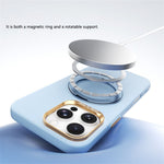 ABEEL For iPhone 16 Pro Max Magnetic Case Ring Kickstand Liquid Silicone Feel PC Phone Cover