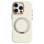 ABEEL For iPhone 16 Pro Max Magnetic Case Ring Kickstand Liquid Silicone Feel PC Phone Cover