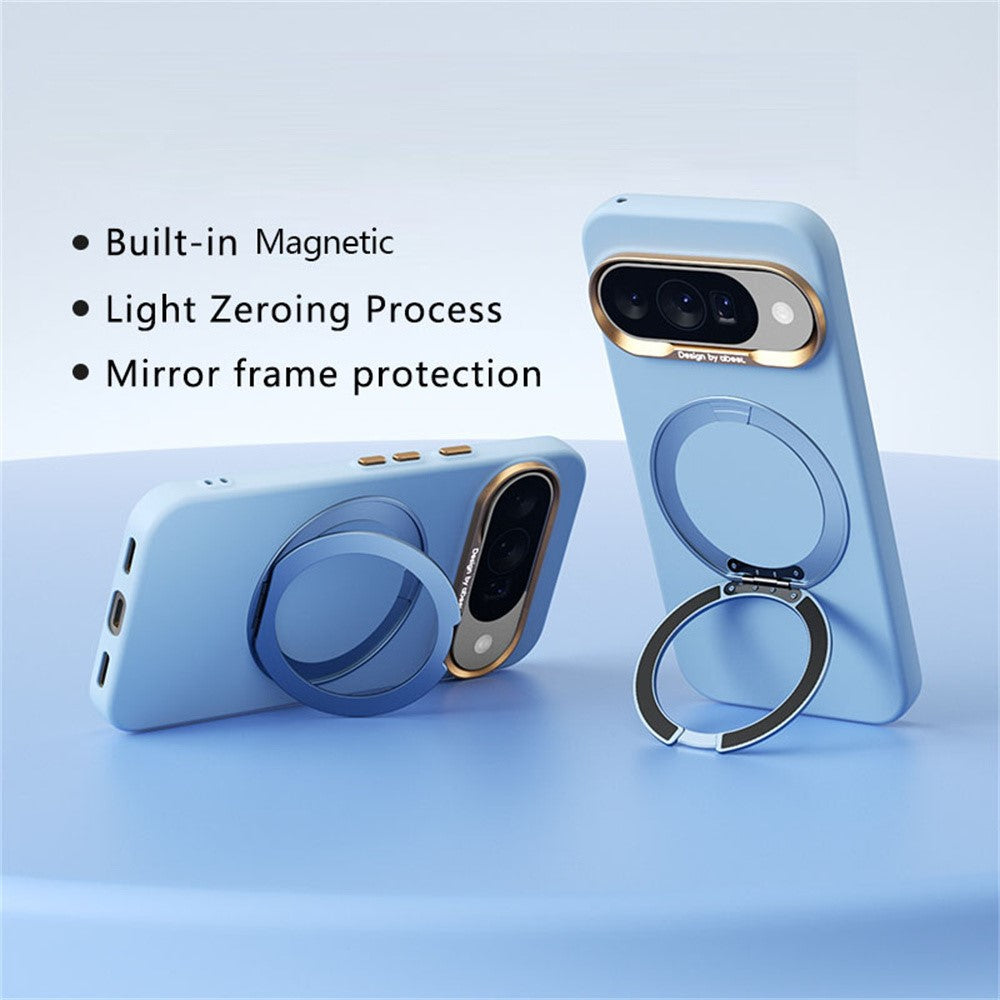 ABEEL For Google Pixel 10  /  10 Pro Magnetic Case Ring Kickstand Liquid Silicone Feel PC Phone Cover