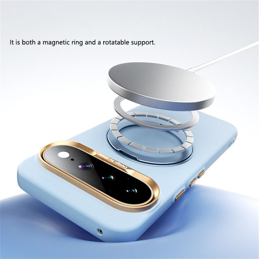 ABEEL For Google Pixel 11 Pro XL Magnetic Case Ring Kickstand Liquid Silicone Feel PC Phone Cover