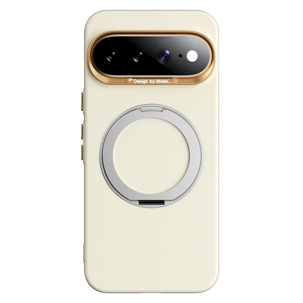 ABEEL For Google Pixel 11 Pro XL Magnetic Case Ring Kickstand Liquid Silicone Feel PC Phone Cover