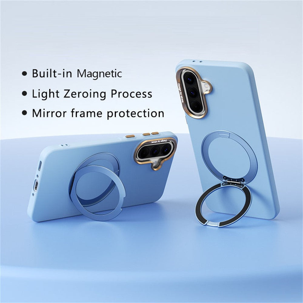 ABEEL For Samsung Galaxy A37 5G Magnetic Case Ring Kickstand Liquid Silicone Feel PC Phone Cover