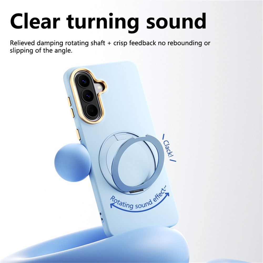 ABEEL For Samsung Galaxy A37 5G Magnetic Case Ring Kickstand Liquid Silicone Feel PC Phone Cover