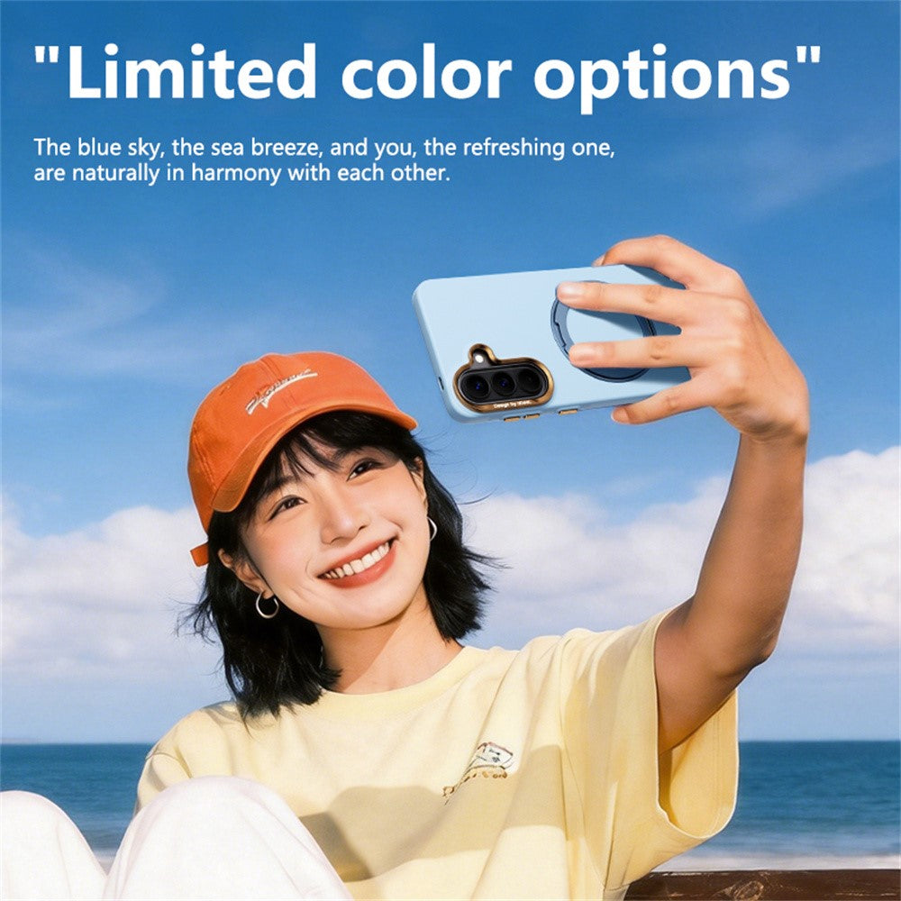 ABEEL For Samsung Galaxy A37 5G Magnetic Case Ring Kickstand Liquid Silicone Feel PC Phone Cover