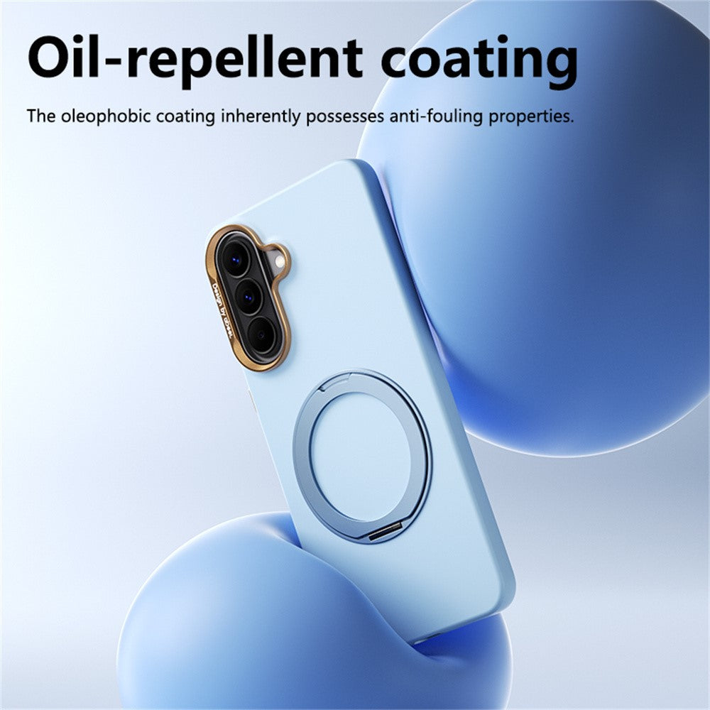 ABEEL For Samsung Galaxy A37 5G Magnetic Case Ring Kickstand Liquid Silicone Feel PC Phone Cover