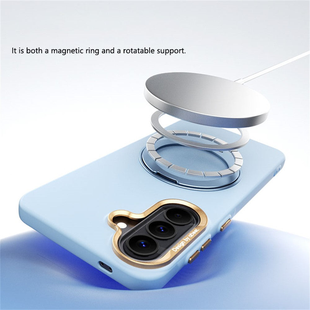 ABEEL For Samsung Galaxy A37 5G Magnetic Case Ring Kickstand Liquid Silicone Feel PC Phone Cover