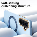 ABEEL For Samsung Galaxy A37 5G Magnetic Case Ring Kickstand Liquid Silicone Feel PC Phone Cover