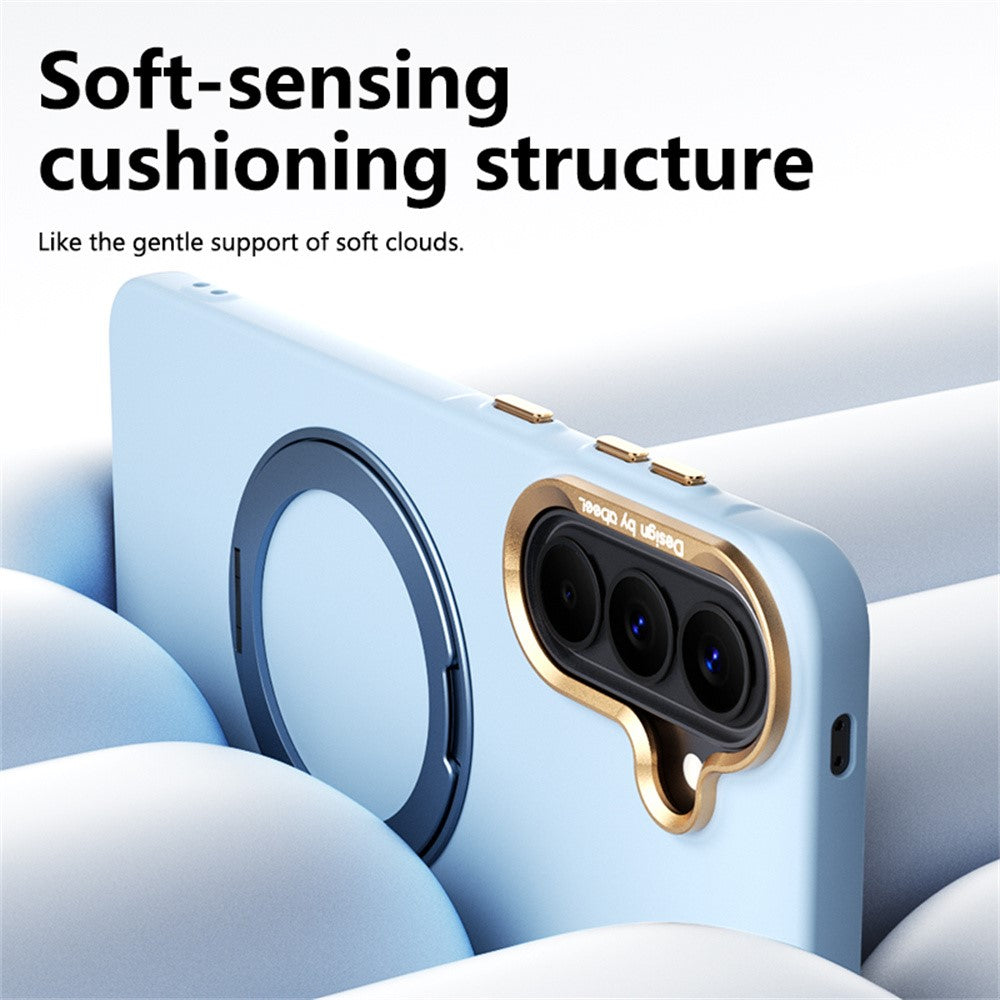 ABEEL For Samsung Galaxy A37 5G Magnetic Case Ring Kickstand Liquid Silicone Feel PC Phone Cover
