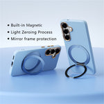 ABEEL For Samsung Galaxy S25 Magnetic Case Ring Kickstand Liquid Silicone Feel PC Phone Cover