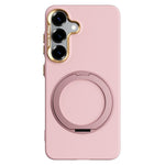 ABEEL For Samsung Galaxy S25 Magnetic Case Ring Kickstand Liquid Silicone Feel PC Phone Cover
