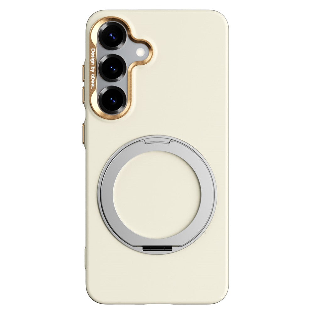 ABEEL For Samsung Galaxy S25 Magnetic Case Ring Kickstand Liquid Silicone Feel PC Phone Cover