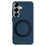 ABEEL For Samsung Galaxy S25 Magnetic Case Ring Kickstand Liquid Silicone Feel PC Phone Cover