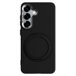 ABEEL For Samsung Galaxy S25 Magnetic Case Ring Kickstand Liquid Silicone Feel PC Phone Cover