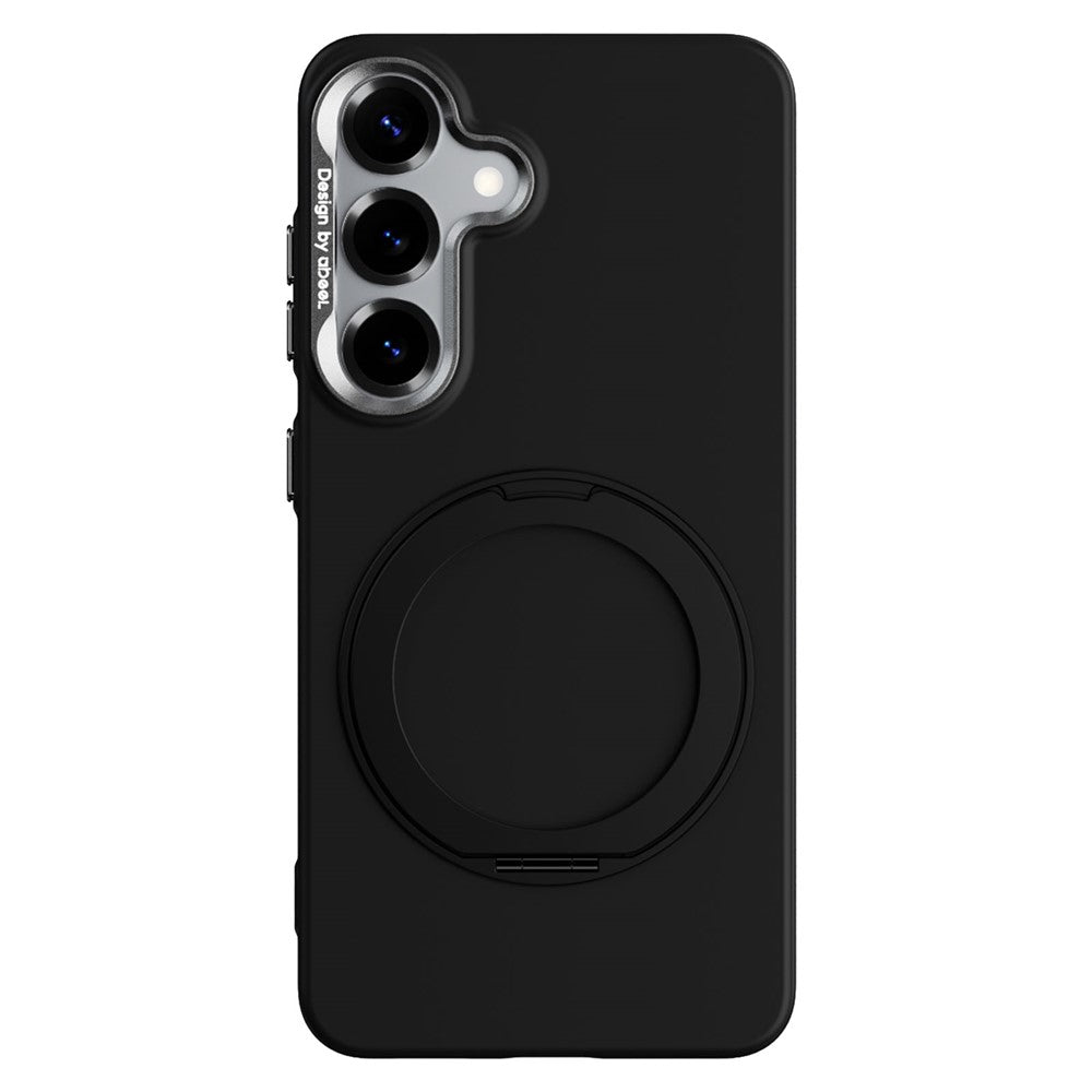 ABEEL For Samsung Galaxy S25 Magnetic Case Ring Kickstand Liquid Silicone Feel PC Phone Cover