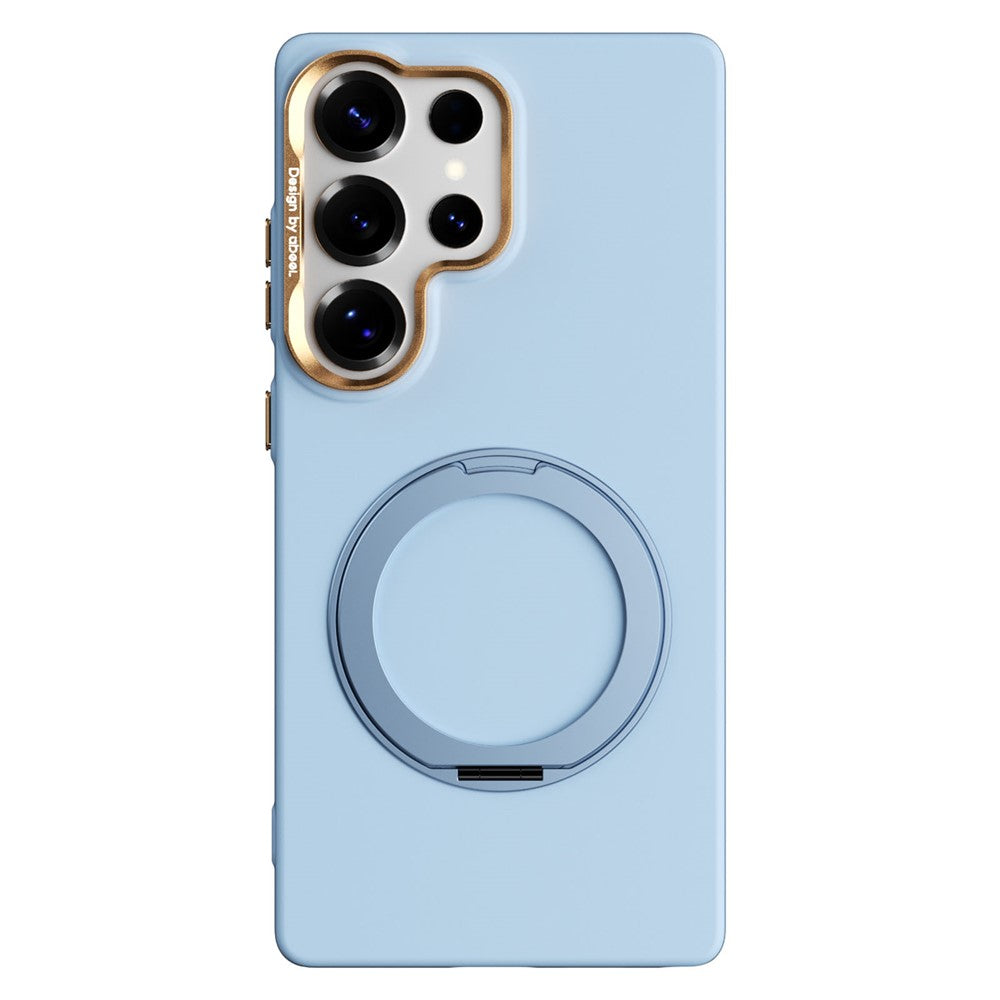 ABEEL For Samsung Galaxy S25 Ultra Magnetic Case Ring Kickstand Liquid Silicone Feel PC Phone Cover