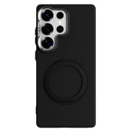 ABEEL For Samsung Galaxy S25 Ultra Magnetic Case Ring Kickstand Liquid Silicone Feel PC Phone Cover