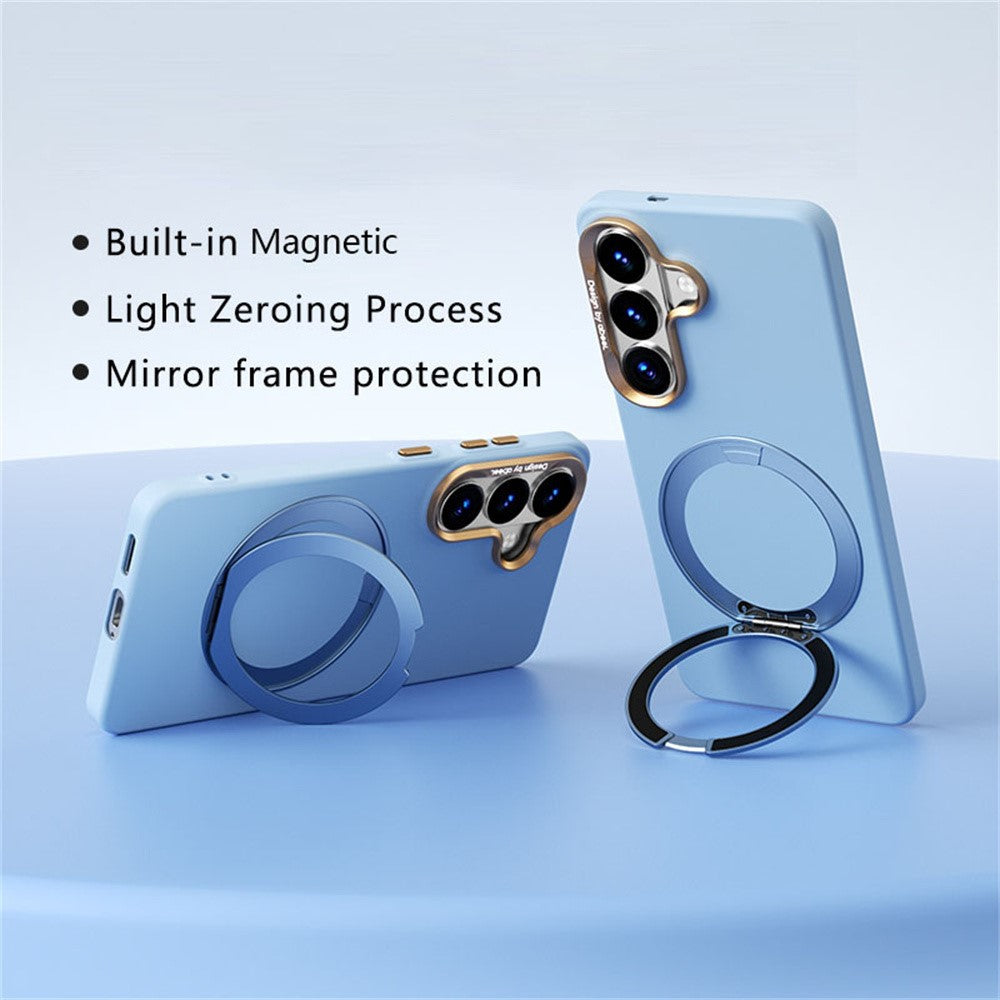 ABEEL For Samsung Galaxy S26 Magnetic Case Ring Kickstand Liquid Silicone Feel PC Phone Cover