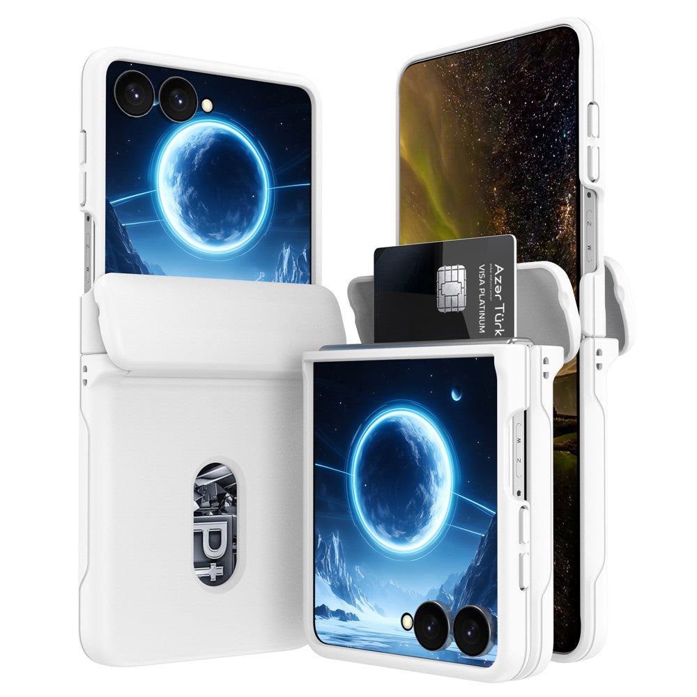 For Samsung Galaxy Z Flip8 Case Spring Hinge Protection Hard PC Phone Cover Built-in Card Slots
