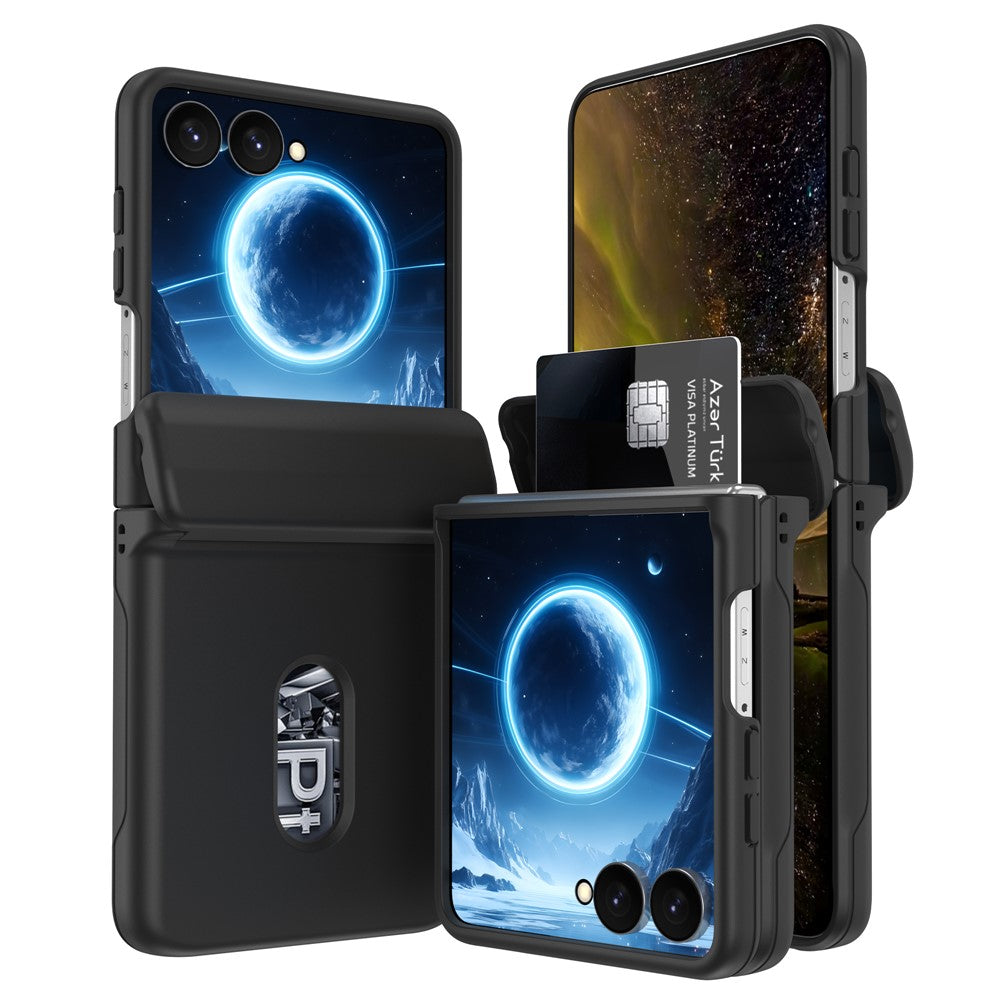 For Samsung Galaxy Z Flip8 Case Spring Hinge Protection Hard PC Phone Cover Built-in Card Slots
