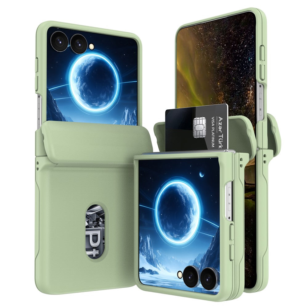 For Samsung Galaxy Z Flip8 Case Spring Hinge Protection Hard PC Phone Cover Built-in Card Slots
