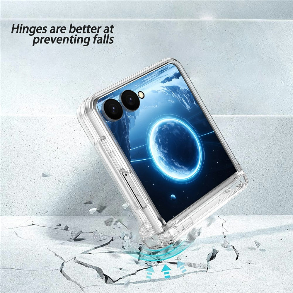 Samsung Galaxy Z Flip8-skal med gångjärnsstöd och hårt PC-mobilskal med kortplatser