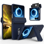 Samsung Galaxy Z Flip8-skal med gångjärnsstöd och hårt PC-mobilskal med kortplatser