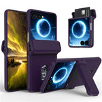 Samsung Galaxy Z Flip8-skal med gångjärnsstöd och hårt PC-mobilskal med kortplatser