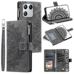 Xiaomi 13 Stötsäkert Mobilmobilfodral PU-läder Mandala Blomma Präglat Korthållare Blixtlåsficka Flip Plånbok mobilfodral Stativ med Rem